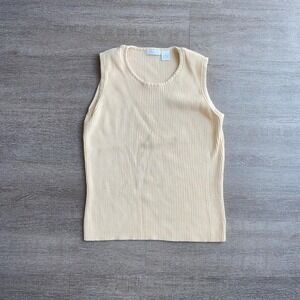 Marshall Field's Vintage Cozy Ribbed Knit Women's Medium Cream Stretch Tank 1280